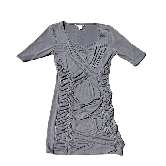 NWT DEREK HEART Grey Body Con Dress W/Front Crossed Fabric Size Large - Picture 1 of 5